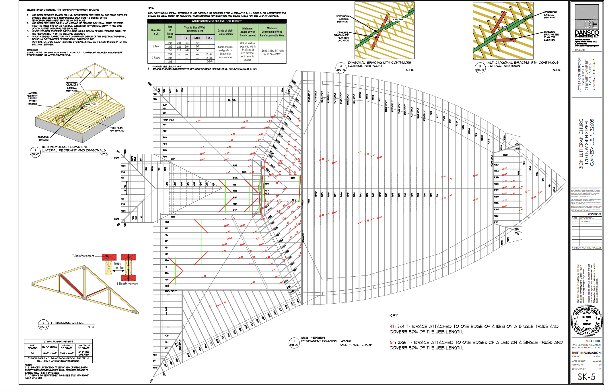 Permanent Truss Bracing Layout — Zion Lutheran Church